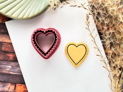 Scalloped Heart Valentine's Day Cutter, Detailed Design for Polymer Clay, Silver Clay And Fondant, 5 Sizes-Valentines Clay Cutters