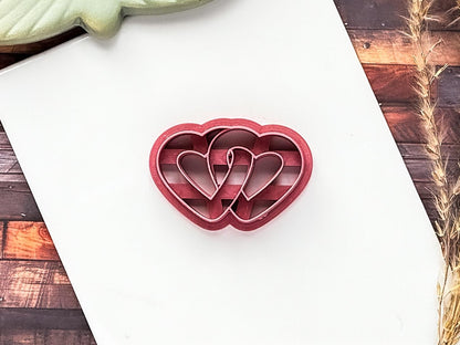Linked Heart Clay Cutter, Entwined Hearts Tool For Polymer Clay, Silver Clay And Fondant, 5 Sizes-Valentines Clay Cutters