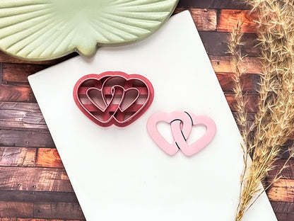 Linked Heart Clay Cutter, Entwined Hearts Tool For Polymer Clay, Silver Clay And Fondant, 5 Sizes-Valentines Clay Cutters