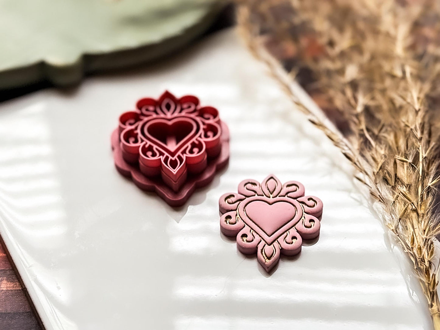 Decorative Heart B Polymer Clay Cutter, Polymer Clay, Silver Clay And Fondant, 5 Sizes-Valentines Clay Cutters