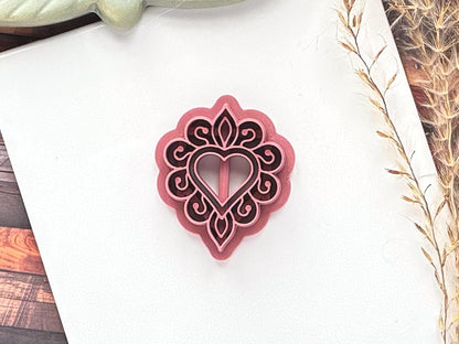 Decorative Heart B Polymer Clay Cutter, Polymer Clay, Silver Clay And Fondant, 5 Sizes-Valentines Clay Cutters