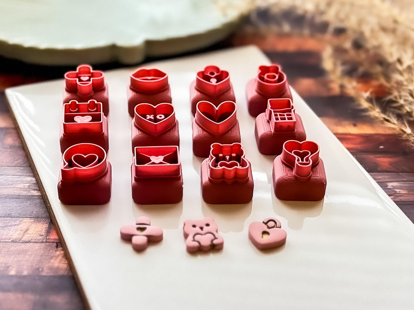 Mini Valentines Clay Cutters, 1.2cm For Clay Stud Earring Making, 12 Designs-Valentines Clay Cutters