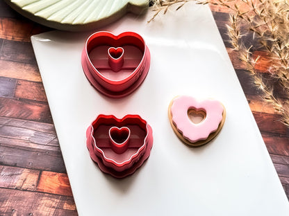 Heart Donut Cutter Set, Romance Themed Design For Polymer Clay And Fondant, 2 - 4 cm Options-Valentines Clay Cutters