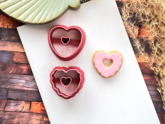 Heart Donut Cutter Set, Romance Themed Design For Polymer Clay And Fondant, 2 - 4 cm Options-Valentines Clay Cutters