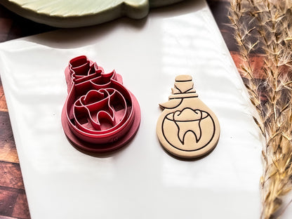 Tooth Potion Clay Cutter, Witchy Cutter For Polymer Clay, Silver Clay And Fondant, 5 Sizes-Gothic Clay Cutters