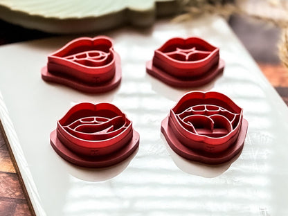 Lips Clay Cutters 4 Piece Set, 2 - 4.5 cm, Made In The UK-Valentines Clay Cutters
