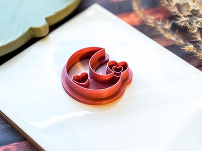 Heart Crescent Moon Cutter, For Polymer Clay And Metal Fondant, 2.5 - 4.5 cm Options, UK Made-Valentines Clay Cutters