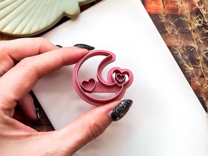 Heart Crescent Moon Cutter, For Polymer Clay And Metal Fondant, 2.5 - 4.5 cm Options, UK Made-Valentines Clay Cutters