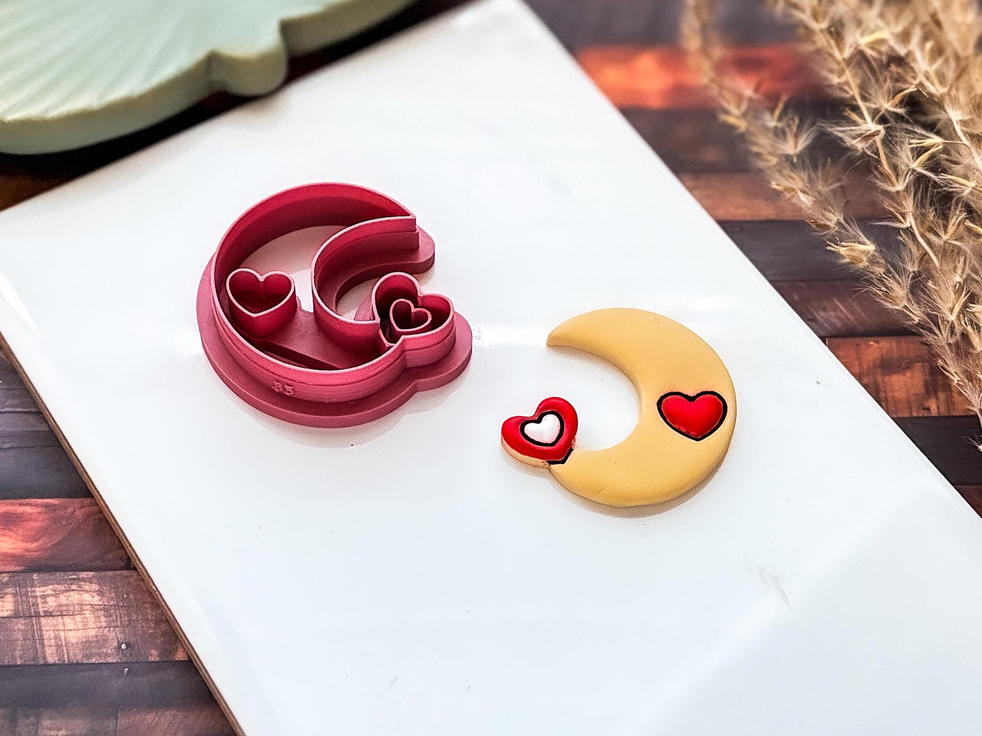 Heart Crescent Moon Cutter, For Polymer Clay And Metal Fondant, 2.5 - 4.5 cm Options, UK Made-Valentines Clay Cutters