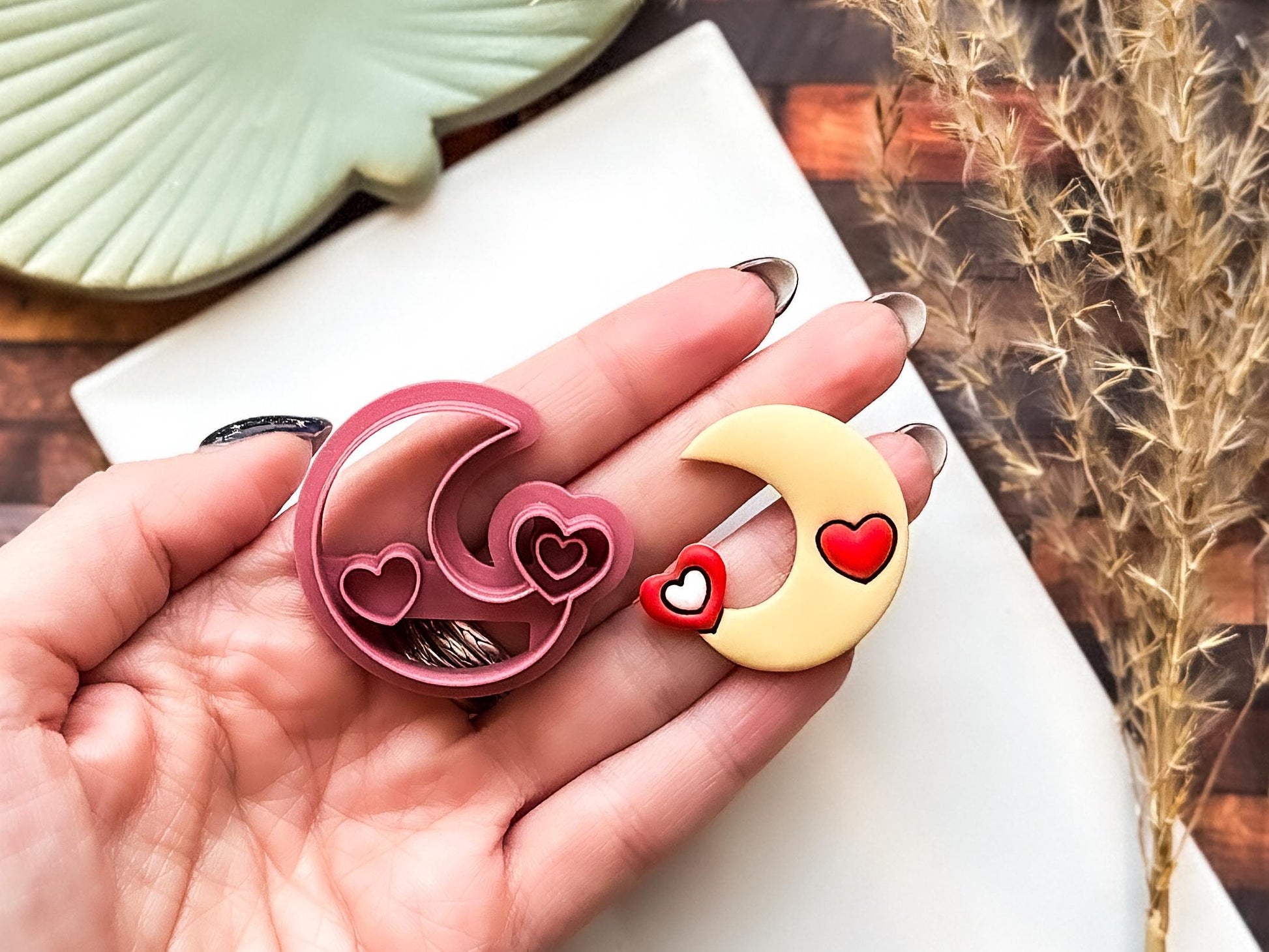 Heart Crescent Moon Cutter, For Polymer Clay And Metal Fondant, 2.5 - 4.5 cm Options, UK Made-Valentines Clay Cutters