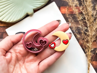 Heart Crescent Moon Cutter, For Polymer Clay And Metal Fondant, 2.5 - 4.5 cm Options, UK Made-Valentines Clay Cutters