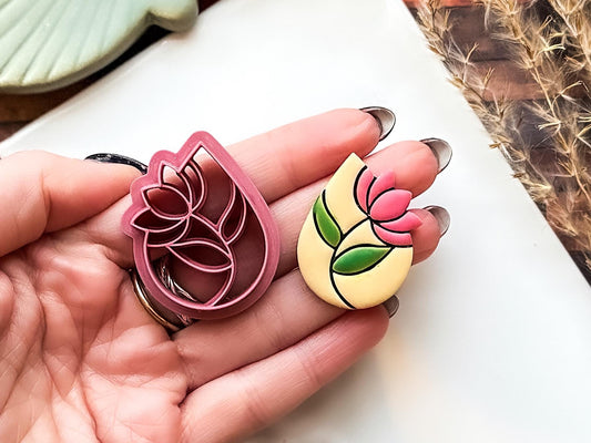Flower Stained Glass Clay Cutter, Drop Shape For Polymer Clay, 2.5 - 4.5 cm, UK Made-Floral Clay Cutters