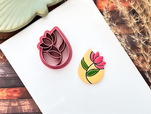 Flower Stained Glass Clay Cutter, Drop Shape For Polymer Clay, 2.5 - 4.5 cm, UK Made-Floral Clay Cutters