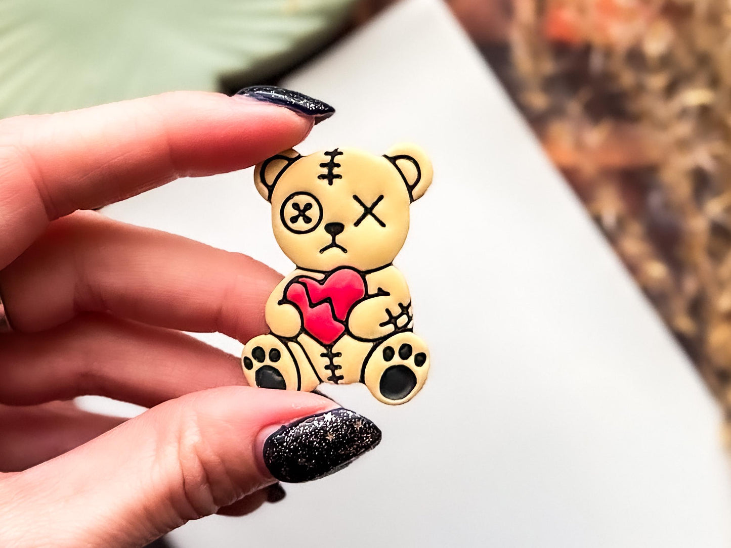 Spooky Teddy Bear Clay Cutter, Alternative Valentine Polymer Clay Tool, 6+ sizes-Valentines Clay Cutters