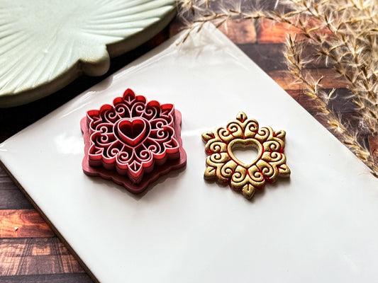 Decorative Heart Clay Cutter C, For Polymer Clay | Metal Clay | Fondant | 2.5 - 4.5 cm Sizes-Valentines Clay Cutters