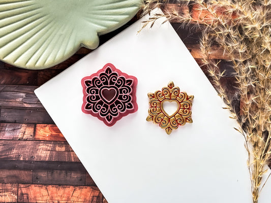 Decorative Heart Clay Cutter C, For Polymer Clay | Metal Clay | Fondant | 2.5 - 4.5 cm Sizes-Valentines Clay Cutters
