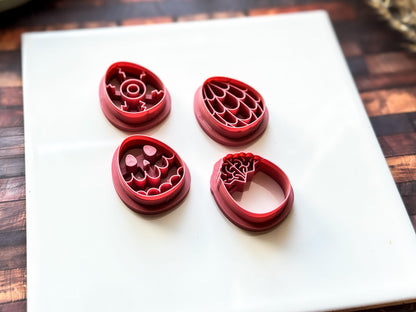 Set Of 4 Spooky Easter Cutters: Gothic Egg Shaped Design, 6 Sizes, UK Made-Easter Clay Cutters