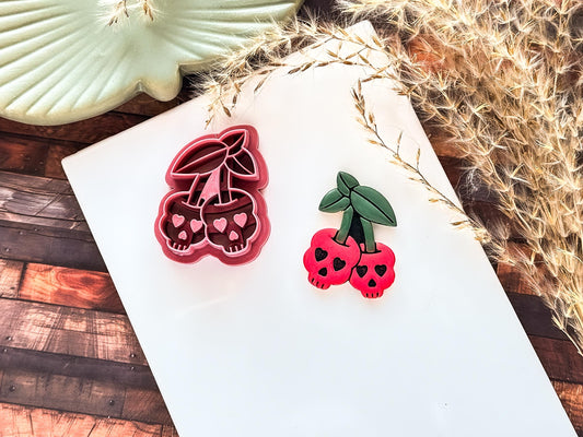 Skull Cherry Cutter, Spooky Valentines Themed Tools For Polymer Clay & Fondant, UK Made-Valentines Clay Cutters