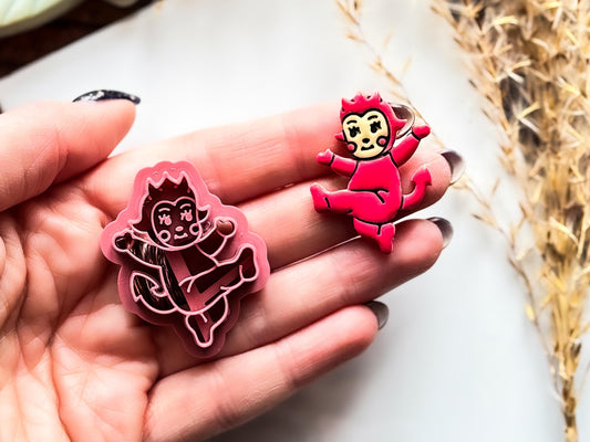 Dancing Devil Cutter, Valentines Design For Polymer Clay, Metal Clay, Fondant, 2.5 - 4.5 cm Sizes-Valentines Clay Cutters