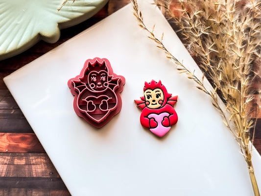 Devil Heart Cutter, Valentines Design For Polymer Clay, Metal Clay, Fondant, 2.5 - 4.5 cm Sizes-Valentines Clay Cutters