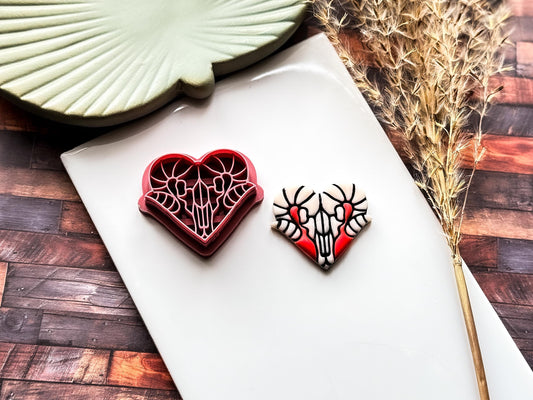 Gothic Valentines Cutter, Rams Skull Heart For Polymer Clay, Metal Clay, Fondant, 2.5 - 4.5 cm Sizes-Valentines Clay Cutters