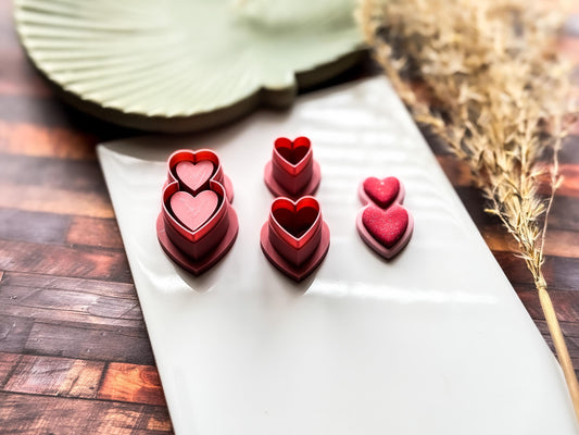 Double Heart Bezel Cutter Set, 3 Piece Set For Polymer Clay,-Valentines Clay Cutters