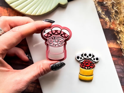 Spooky Valentine Cutter, Skull Flower Boquet Design For Polymer Clay, Metal Clay, Fondant, 3 - 5 cm Sizes-Valentines Clay Cutters