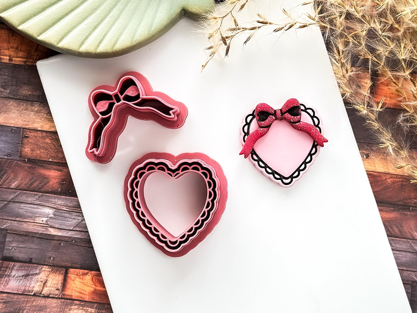 Heart And Bow Cutter, Romance Themed Design For Polymer Clay And Fondant, 6 Sizes-Valentines Clay Cutters