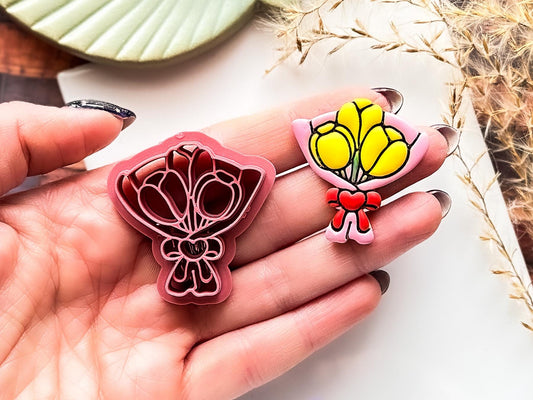 Flower Boquet Polymer Clay Cutter, Tulip Bunch Design for Polymer Clay, Silver Clay And Fondant, 5 Sizes-Floral Clay Cutters