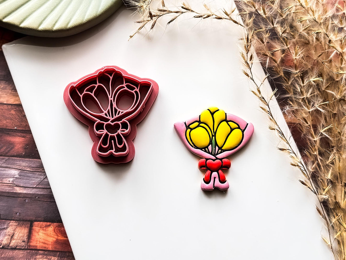 Flower Boquet Polymer Clay Cutter, Tulip Bunch Design for Polymer Clay, Silver Clay And Fondant, 5 Sizes-Floral Clay Cutters