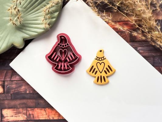 Boho bird clay cutter for polymer clay earrings - UK made dove imprint cutter by Fabled Cutters