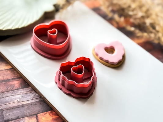 Heart Donut Cutter Set, Romance Themed Design For Polymer Clay And Fondant, 2 - 4 cm Options-Valentines Clay Cutters