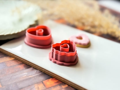 Heart Donut Cutter Set, Romance Themed Design For Polymer Clay And Fondant, 2 - 4 cm Options-Valentines Clay Cutters