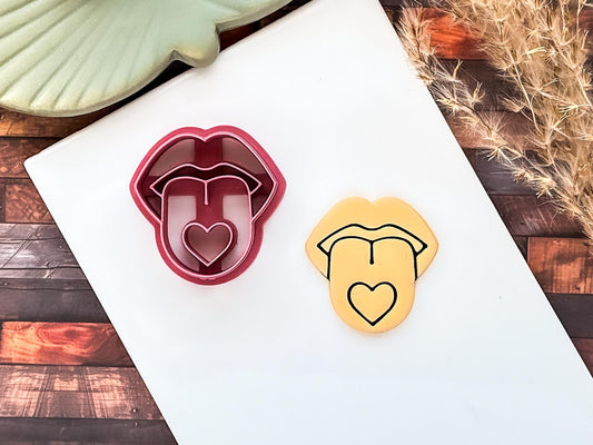 Retro Funky Valentines Cutter, Mouth Tongue Heart For Polymer Clay, 2.5 - 4.5 cm, UK Made-Valentines Clay Cutters