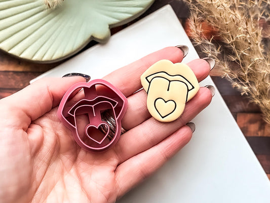 Retro Funky Valentines Cutter, Mouth Tongue Heart For Polymer Clay, 2.5 - 4.5 cm, UK Made-Valentines Clay Cutters
