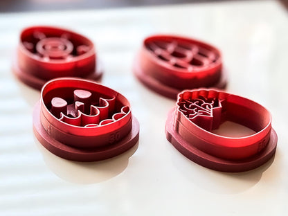 Set Of 4 Spooky Easter Cutters: Gothic Egg Shaped Design, 6 Sizes, UK Made-Easter Clay Cutters