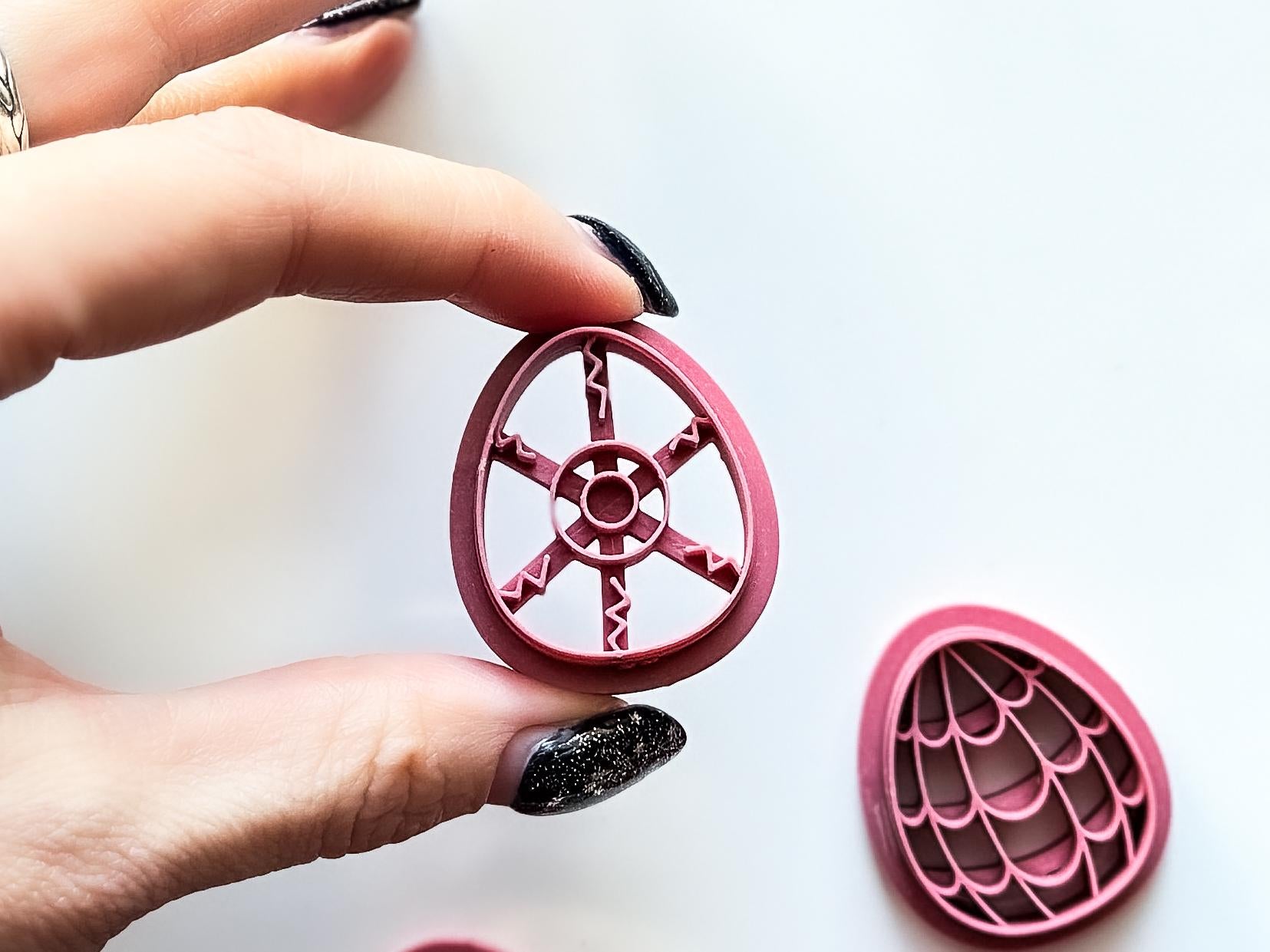 Set Of 4 Spooky Easter Cutters: Gothic Egg Shaped Design, 6 Sizes, UK Made-Easter Clay Cutters