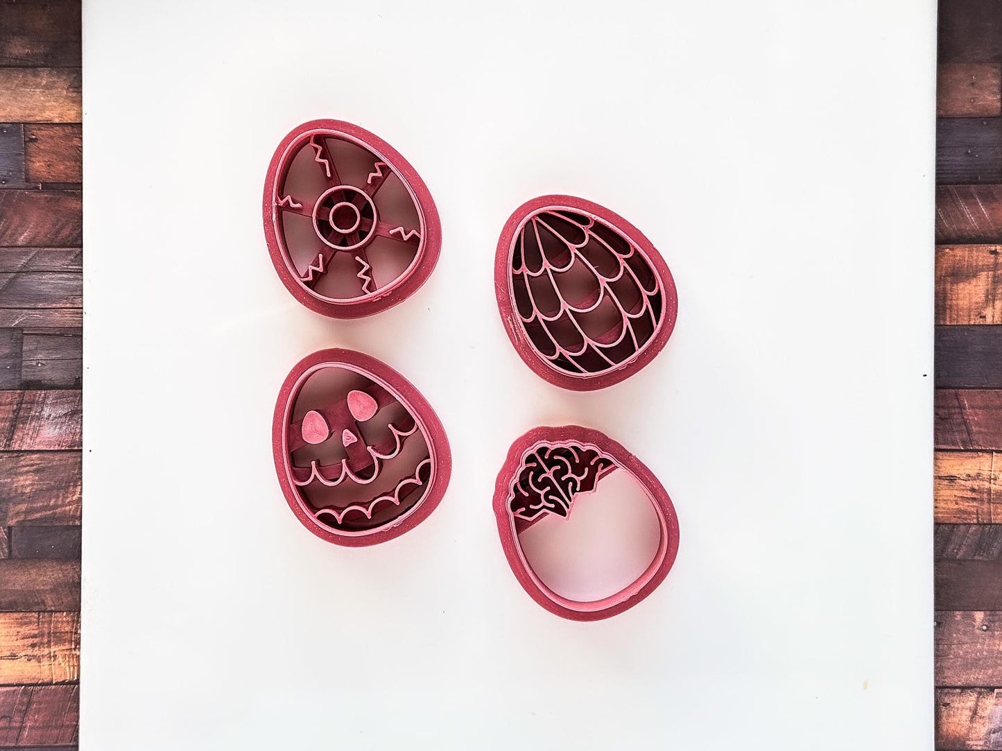 Set Of 4 Spooky Easter Cutters: Gothic Egg Shaped Design, 6 Sizes, UK Made-Easter Clay Cutters