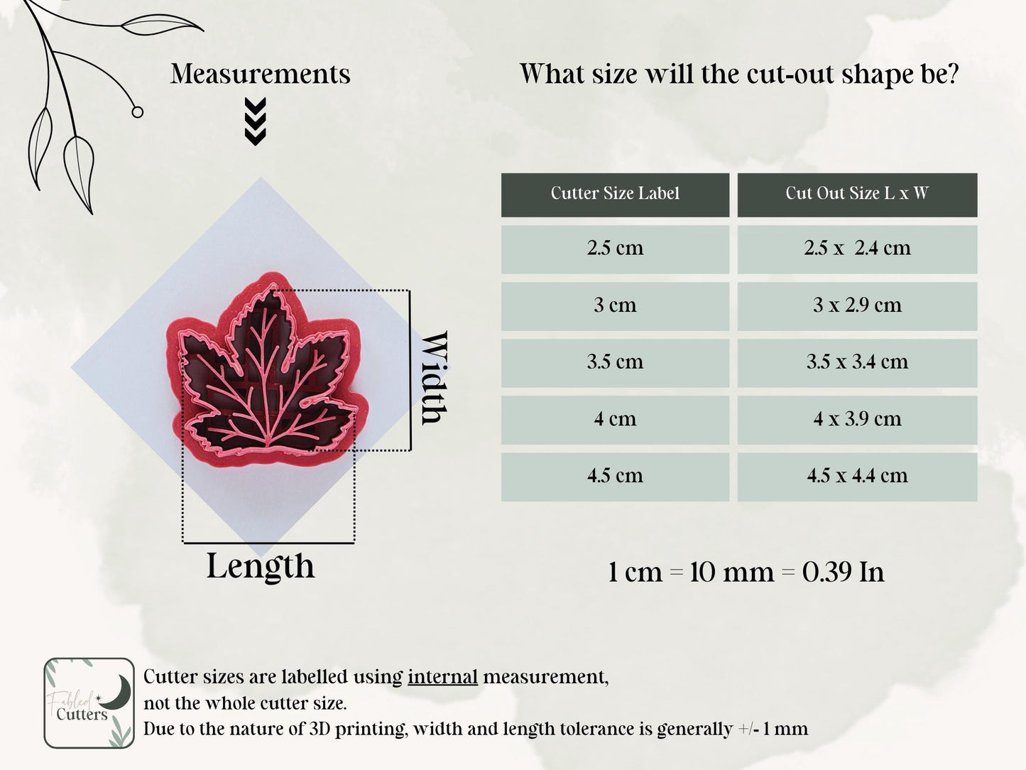 5 Point Leaf Clay Cutter | Polymer Clay | Fondant | 5 Sizes | UK Made-Floral Clay Cutters