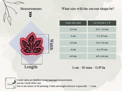 5 Point Leaf Clay Cutter | Polymer Clay | Fondant | 5 Sizes | UK Made-Floral Clay Cutters
