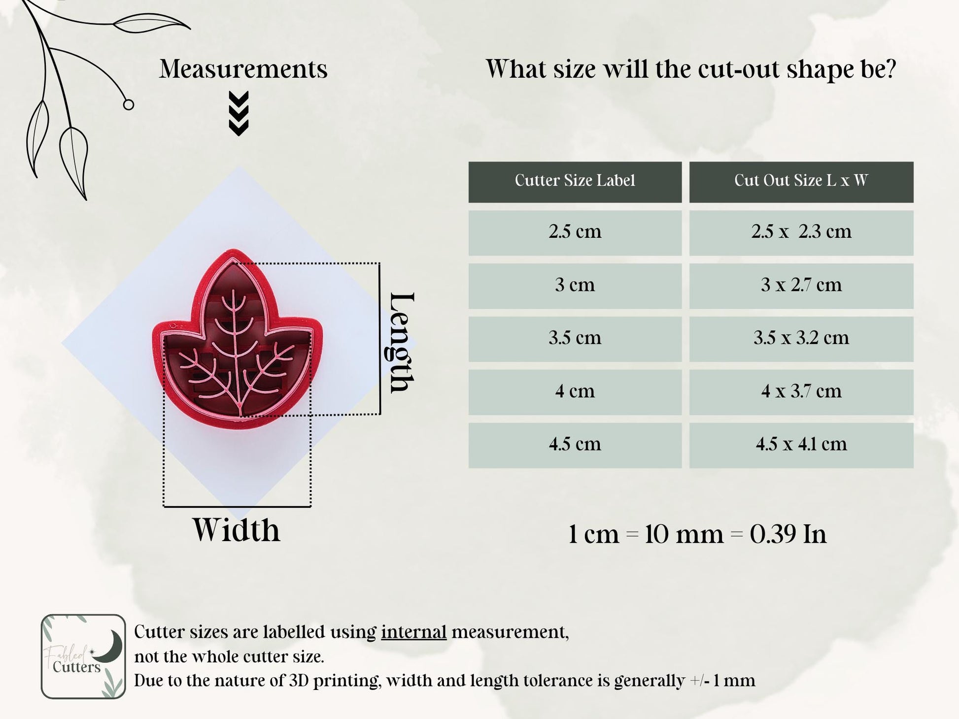 3 Pointed Leaf Clay Cutter | Polymer Clay | Fondant | 5 Sizes | UK Made-Floral Clay Cutters