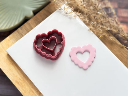 Scalloped Heart Clay Cutter - Donut | Polymer Clay Cutting Tools | Fondant | 6 Sizes | UK Made-Valentines Clay Cutters