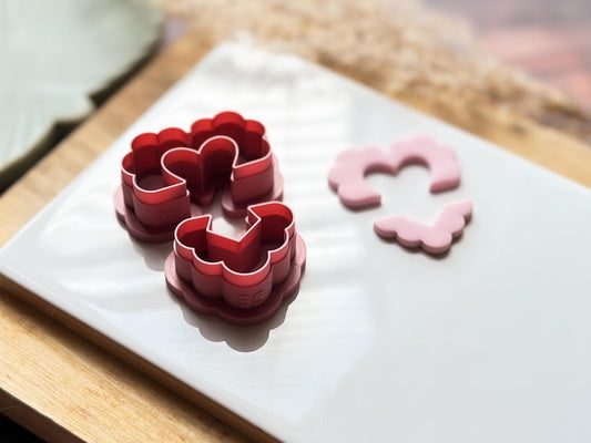 2 Piece Scalloped Heart Clay Cutter | Polymer Clay Cutting Tools | Fondant | 6 Sizes | UK Made-Valentines Clay Cutters