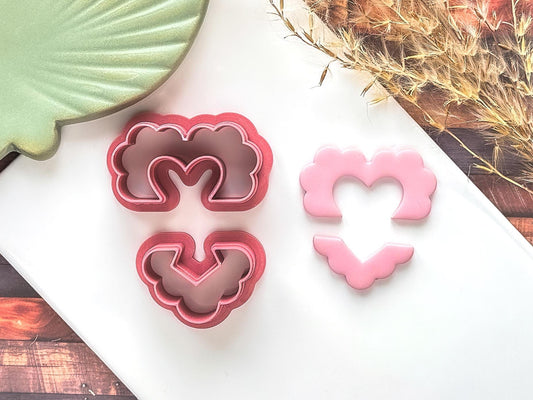2 Piece Scalloped Heart Clay Cutter | Polymer Clay Cutting Tools | Fondant | 6 Sizes | UK Made-Valentines Clay Cutters