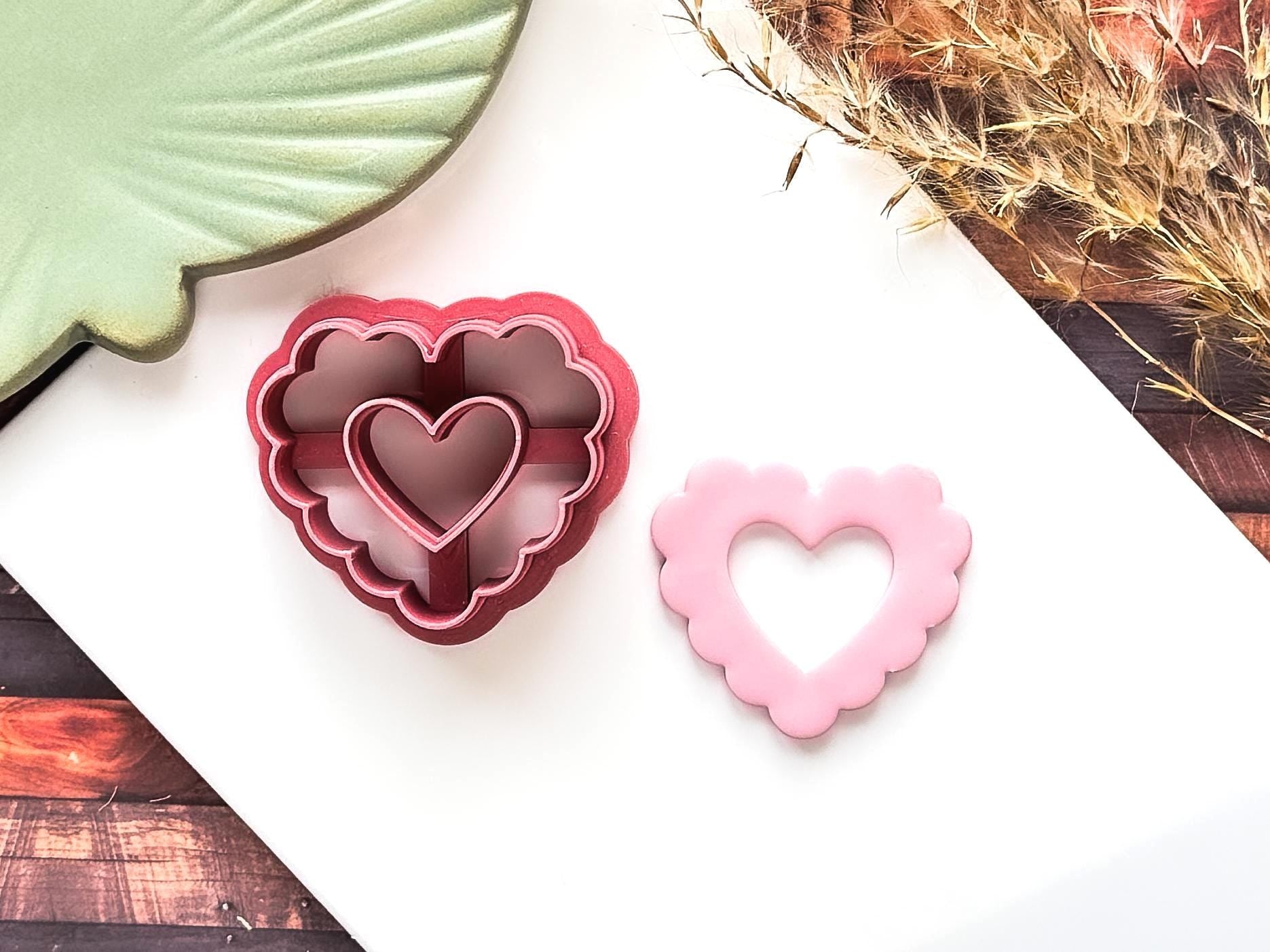 Scalloped Heart Clay Cutter - Donut | Polymer Clay Cutting Tools | Fondant | 6 Sizes | UK Made-Valentines Clay Cutters
