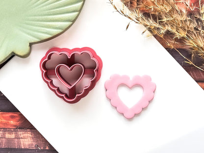 Scalloped Heart Clay Cutter - Donut | Polymer Clay Cutting Tools | Fondant | 6 Sizes | UK Made-Valentines Clay Cutters