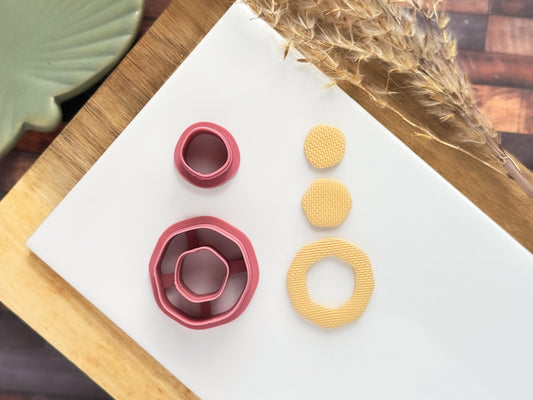 Organic Hexagon Earring Cutters | Polymer Clay Cutting Tools |-Earring Cutter Sets