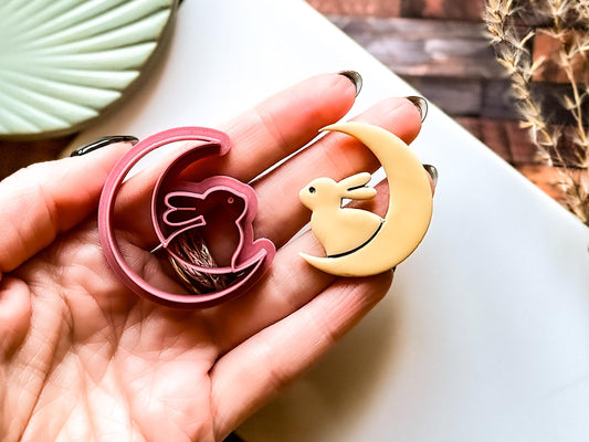 Easter Moon Cutter, 'Rabbit In The Moon' Cutting Tool for Clay And Fondant, 5 Sizes-Celestial Clay Cutters