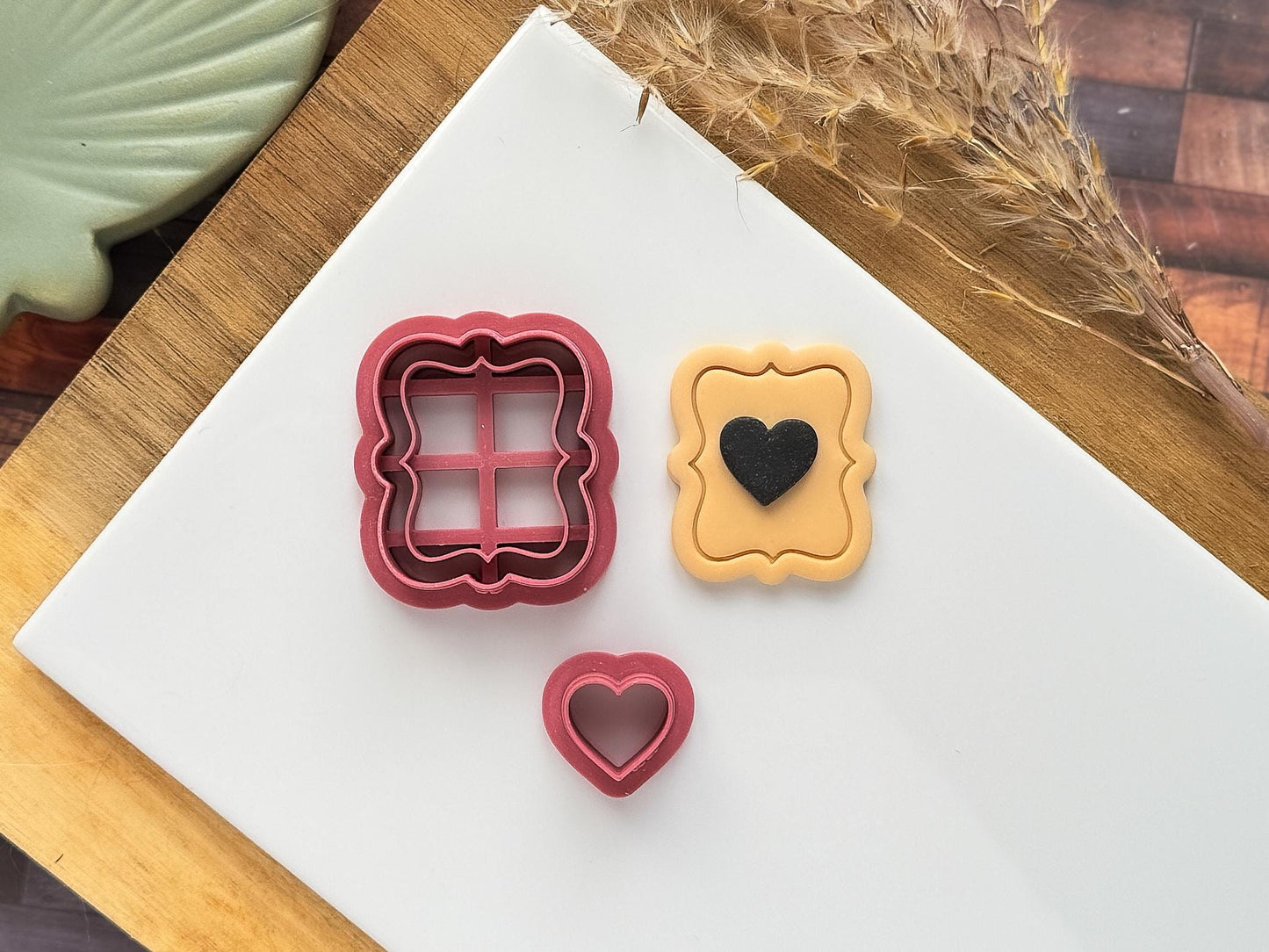 Romantic Frame Clay Cutter Set, 3 Frame Designs + 1 Mini Heart | Valentine's Cutters | 6 Sizes-Valentines Clay Cutters
