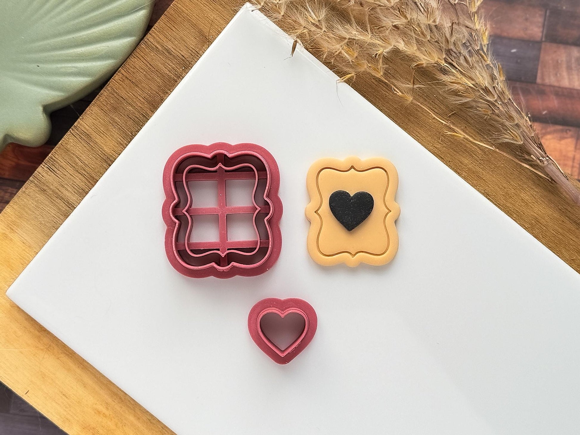 Romantic Frame Clay Cutter Set, 3 Frame Designs + 1 Mini Heart | Valentine's Cutters | 6 Sizes-Valentines Clay Cutters